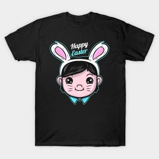 A Boy Has Easter Bunny Ears On Her Head. Toddler Boy Easter T-Shirt